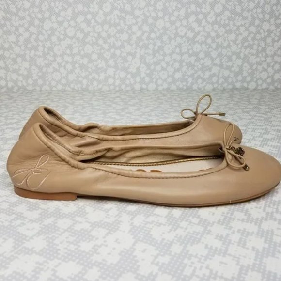 Sam Edelman Tan Flats with Bow Detail - Picture 3 of 6